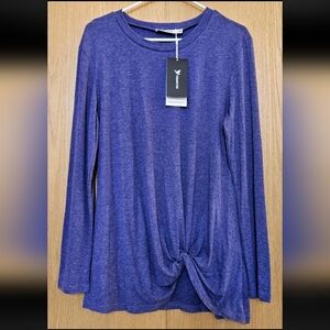 Yidarton Blue/Purple Long Sleeve Tie Front Shirt